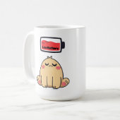 Low Battery Mood – Grappige Comic Doodle Koffiemok (Voorkant links)