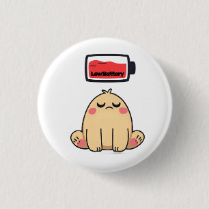 Low Battery Mood – Grappige Comic Doodle Ronde Button 3,2 Cm