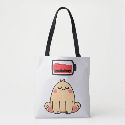 Low Battery Mood – Grappige Comic Doodle Tote Bag (Voorkant)