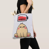 Low Battery Mood – Grappige Comic Doodle Tote Bag (Dichtbij)