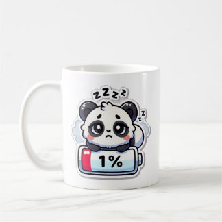 Low Battery Panda – Schattige Chibi-vermoeid ontwe Koffiemok