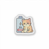 Low Battery Social Mode Cat Sticker (Voorkant)