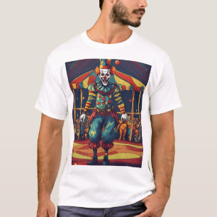Low-Contrast Doodle van een boze clown in het circ T-shirt