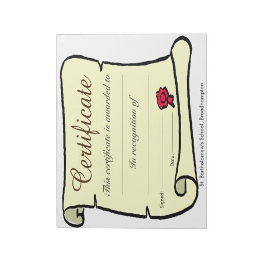 Low Cost School Certificate Scroll Sheets Notitieblok (Linkerzijde)