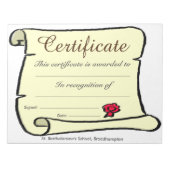 Low Cost School Certificate Scroll Sheets Notitieblok (Voorkant)