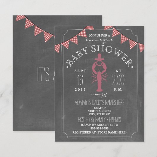 Low Country Boil Co Ed Girl Baby shower - Pacifier Kaart (Voorkant / Achterkant)