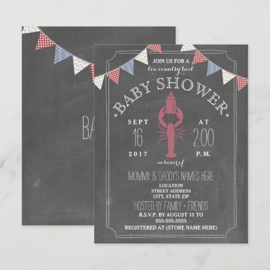 Low Country Boil Co Ed Unisex Baby shower - Bottle Kaart (Voorkant / Achterkant)