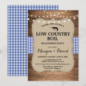 Low Country Boil Engagement Party Blauw vinkje Kaart (Voorkant / Achterkant)