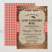 Low Country Boil Engagement Party Red Check Kaart (Voorkant / Achterkant)