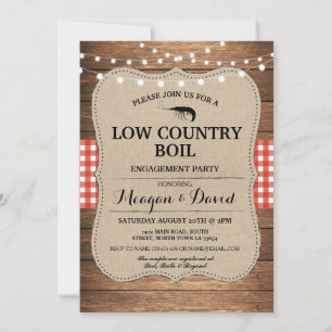 Low Country Boil Engagement Party Red Check Kaart