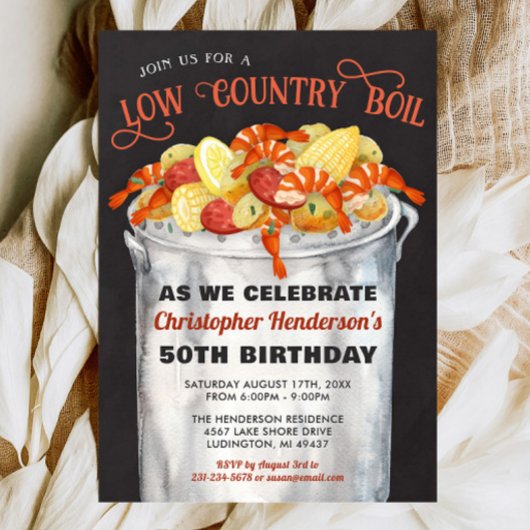 Low Country Boil Verjaardag uitnodiging