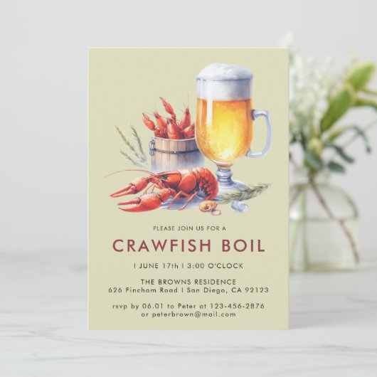 Low Country Crawfish Boil Party Familie Cookout Kaart (Staand voorkant)