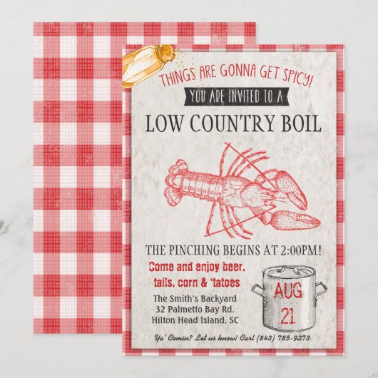 Low Country Seafood Boil Invitation Kaart (Voorkant / Achterkant)
