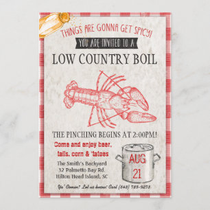 Low Country Seafood Boil Invitation Kaart