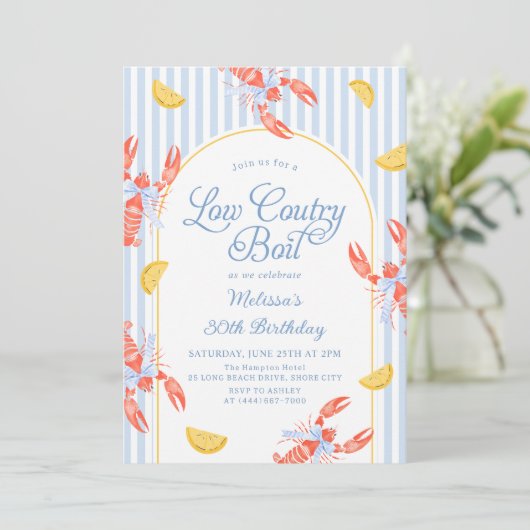 Low Country Seafood Boil Lobster Bak Uitnodiging (Staand voorkant)