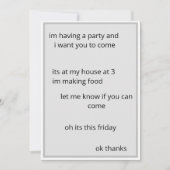 Low effort sarcastic satire party invitation kaart (Voorkant)