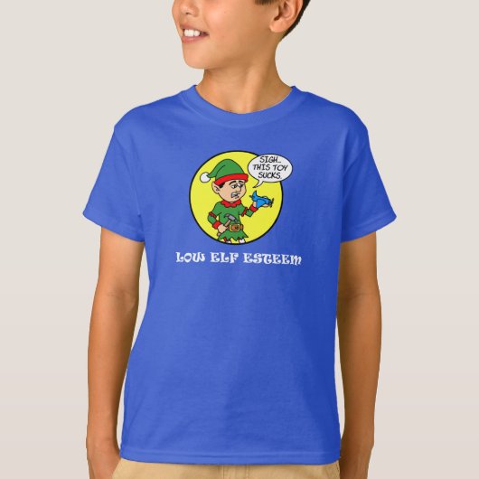 Low Elf Esteem Funny Kerstmis T-shirt (Voorkant)