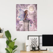 Low Hanging Moon Fantasy Fairy Poster (Thuiskantoor)