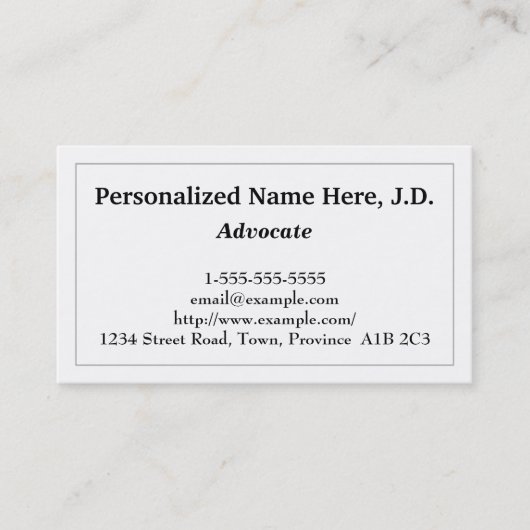 Low-key & Clean Advocate Visitekaartje (Voorkant)