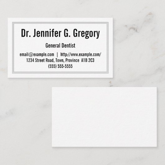 Low-Key en Basic General Dentist Visitekaartje (Voorkant / Achterkant)