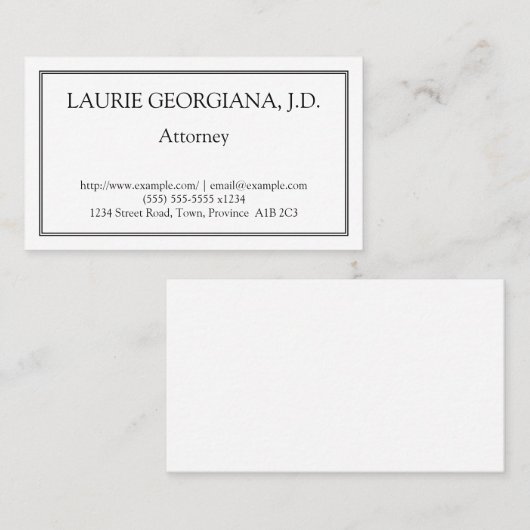Low-Key en Plain Attorney Visitekaartje (Voorkant / Achterkant)