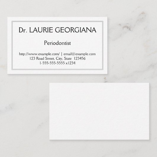 Low-Key en Simple Periodontist Visitekaartje (Voorkant / Achterkant)