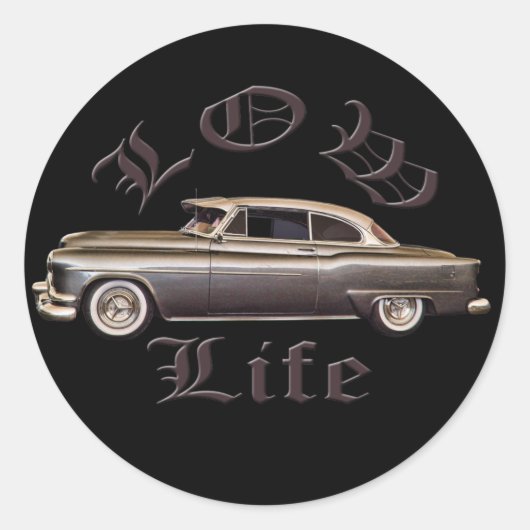 Low Life Oldsmobile Lowrider zwart Ronde Sticker (Voorkant)