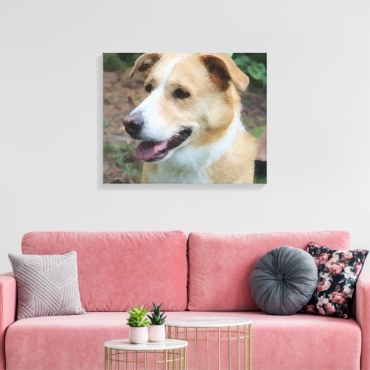 Low-Poly Asielhond aan de Leiband Canvas Afdruk (Insitu (Woonkamer))