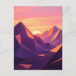 Low Poly Bergzonsondergang Geometrisch Briefkaart