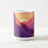 Low Poly Bergzonsondergang Geometrisch Koffiemok (Center)