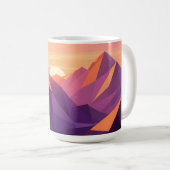 Low Poly Bergzonsondergang Geometrisch Koffiemok (Voorkant rechts)