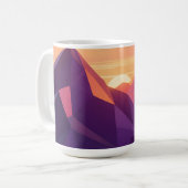 Low Poly Bergzonsondergang Geometrisch Koffiemok (Voorkant links)