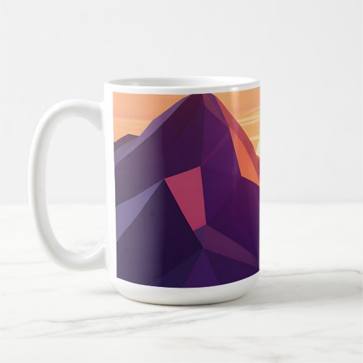 Low Poly Bergzonsondergang Geometrisch Koffiemok (Links)