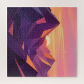 Low Poly Bergzonsondergang Geometrisch Legpuzzel (Horizontaal)
