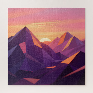 Low Poly Bergzonsondergang Geometrisch Legpuzzel