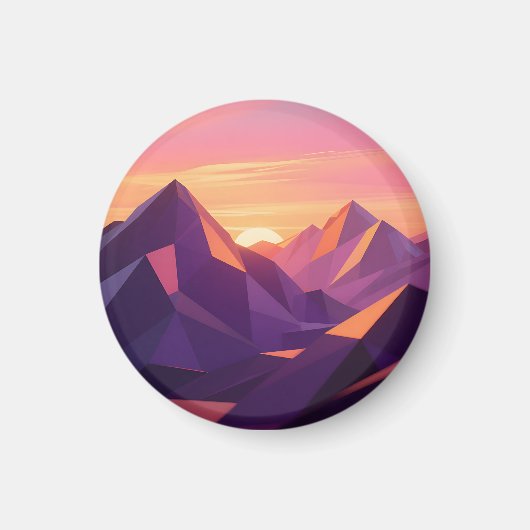 Low Poly Bergzonsondergang Geometrisch Magneet (Voorkant)