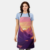 Low Poly Bergzonsondergang Geometrisch Schort (Gedragen)