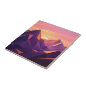 Low Poly Bergzonsondergang Geometrisch Tegeltje (Zijkant)