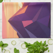 Low Poly Bergzonsondergang Geometrisch Theedoek (Gevouwen)