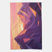 Low Poly Bergzonsondergang Geometrisch Theedoek (Verticaal)