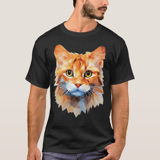 Low poly cat - oranje kat in lage polygoonkunst t-shirt (Voorkant)