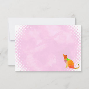 Low Poly Kat Silhouet Waterverf Blanco Notitiekaartje