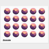 Low Poly Mountain Sunset Geometric Ronde Sticker (Vel)