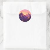 Low Poly Mountain Sunset Geometric Ronde Sticker (Tas)