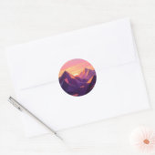 Low Poly Mountain Sunset Geometric Ronde Sticker (Envelop)