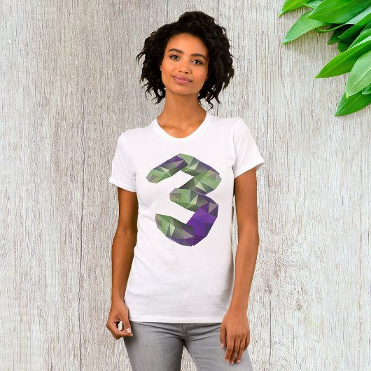 Low Poly Nummer 3 Geometrische Gradiënt T-shirt