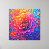 Low Poly Roos Bloei Abstracte Kunst Canvas Afdruk (Voorkant)
