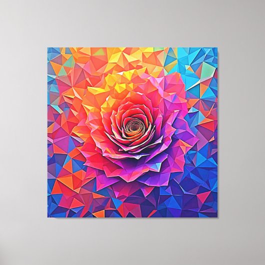 Low Poly Roos Bloei Abstracte Kunst Canvas Afdruk (Voorkant)