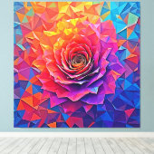Low Poly Roos Bloei Abstracte Kunst Canvas Afdruk (Insitu (Houten vloer))