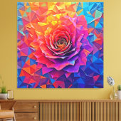 Low Poly Roos Bloei Abstracte Kunst Canvas Afdruk (Insitu (Woonkamer))
